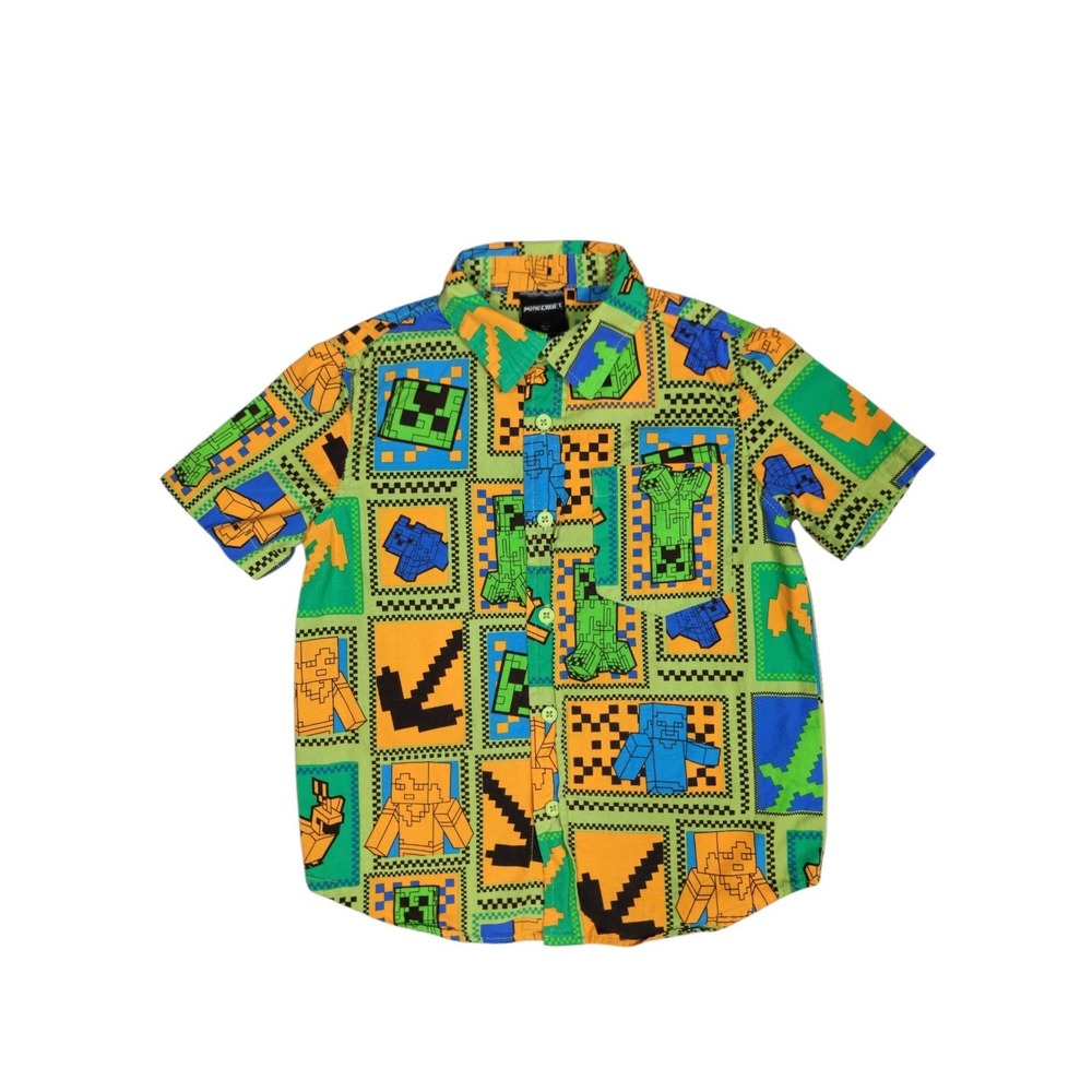 Mad Engine Minecraft Kid's Button Up Shirt No Size Tag! See pictures!